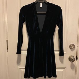 Emerald colored velvet American Apparel Dress